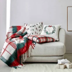 Coussin écossais tissé-teint