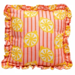 Coussin imprimé rayé et citrons