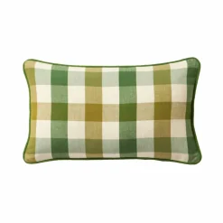 Coussin rectangulaire coton lin carreaux
