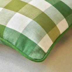 Coussin rectangulaire coton lin carreaux