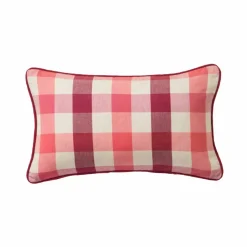 Coussin rectangulaire coton lin carreaux