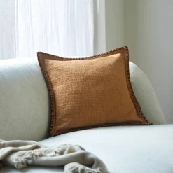 Coussin uni coton texturé