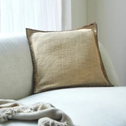 Coussin uni coton texturé