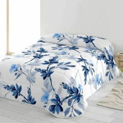 Couvre-lit matelassé imprimé Bleuet