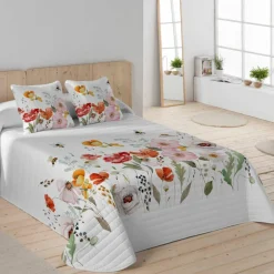 Couvre-lit matelassé imprimé fleuri