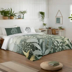 Couvre-lit matelassé Natura imprimé feuillages