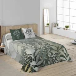 Couvre-lit matelassé Natura imprimé feuillages