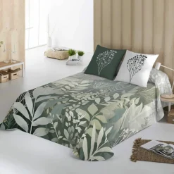 Couvre-lit matelassé Natura imprimé feuillages
