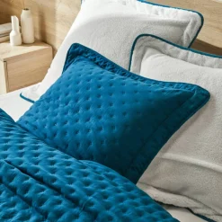 Couvre-lit réversible microfibre matelassée/sherpa