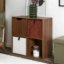 Cube de rangement pliable, façade bois MDF