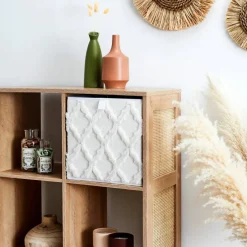 Cube de rangement pliable, tissu tufté