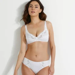 Culotte brodée forme midi coton uni Olbia - lot de 2