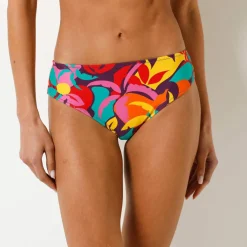 Culotte de bain midi toucher peau de pêche, imprimé Cayetana