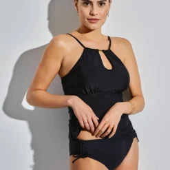 Culotte de bain midi unie - liens coulissants