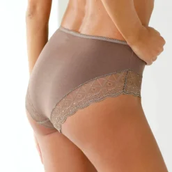 Culotte forme maxi coton uni stretch et dentelle - lot de 3