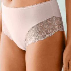 Culotte forme maxi coton uni stretch et dentelle - lot de 3