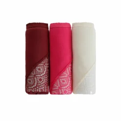 Culotte forme midi coton uni stretch et dentelle - lot de 3