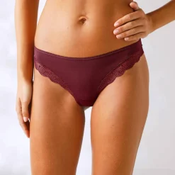 Culotte forme tanga en coton et dentelle - lot de 3