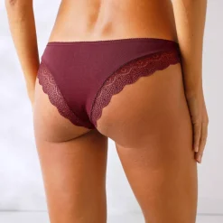 Culotte forme tanga en coton et dentelle - lot de 3