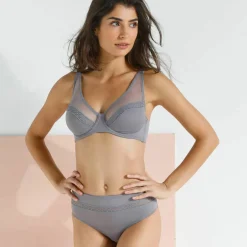 Culotte haute microfibre et tulle plumetis effet seconde peau Paia - lot de 2