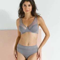 Culotte haute microfibre et tulle plumetis effet seconde peau Paia - lot de 2