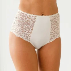 Culotte microfibre et dentelle stretch forme maxi taille haute - lot de 2
