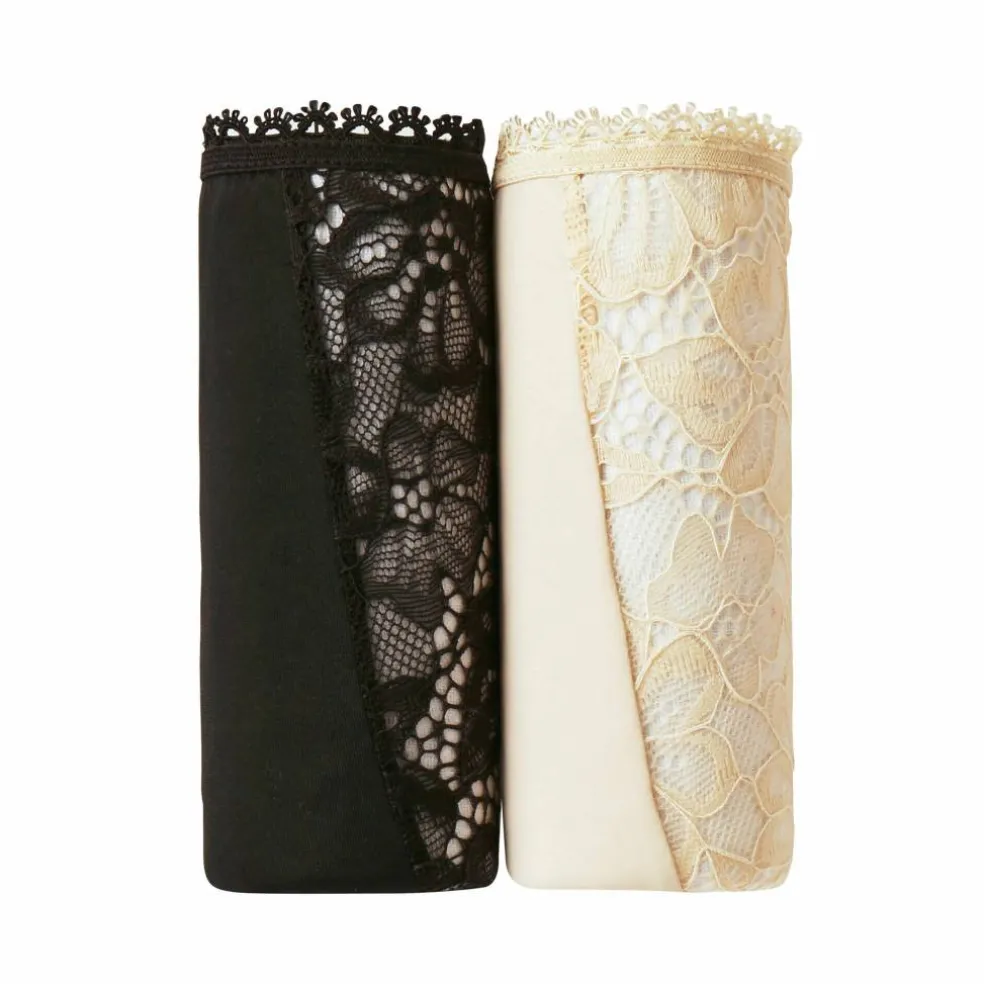 Culotte microfibre et dentelle stretch forme maxi taille haute - lot de 2