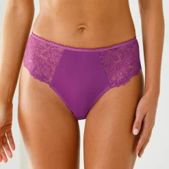 Culotte microfibre et dentelle stretch forme tanga taille haute - lot de 2