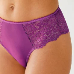 Culotte microfibre et dentelle stretch forme tanga taille haute - lot de 2