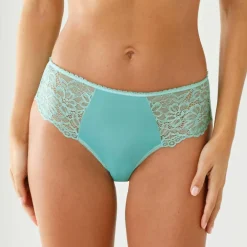 Culotte microfibre et dentelle stretch forme tanga taille haute - lot de 2
