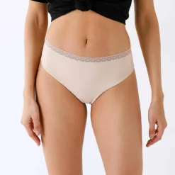 Culotte midi taille haute microfibre et dentelle - lot de 2