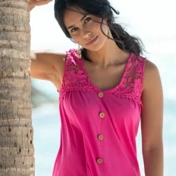 Débardeur boutonné macramé