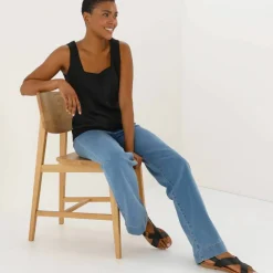 Débardeur col carré en maille, toucher doux