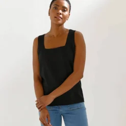 Débardeur col carré en maille, toucher doux