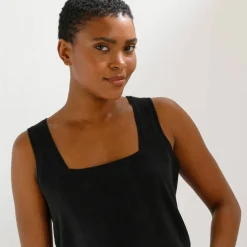 Débardeur col carré en maille, toucher doux