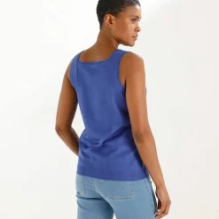 Débardeur col carré en maille, toucher doux