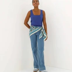Débardeur col carré en maille, toucher doux