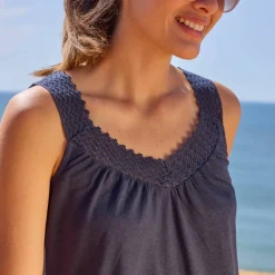 Débardeur macramé, coton-viscose