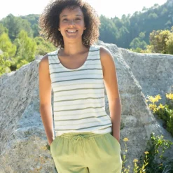 Débardeur rayé, maille jersey