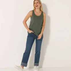 Débardeur uni col rond, coton biologique(**)