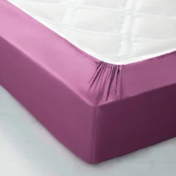 Drap-housse uni polyester-coton 57 fils/cm² - bonnet 32 cm