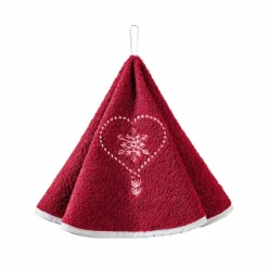 Essuie-mains éponge brodée coeurs forme cloche - lot de 2
