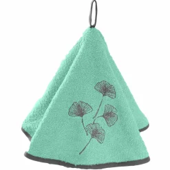 Essuie-mains éponge brodé ginkgo forme cloche - lot de 2