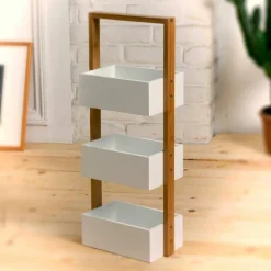 Etagère bambou 3 bacs de rangement
