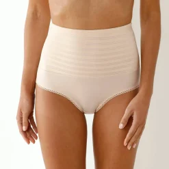 Gaine affinante maille satinée et tulle jacquard - maintien intense