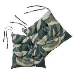 Galette de chaise carrée imprimée feuillage - lot de 2