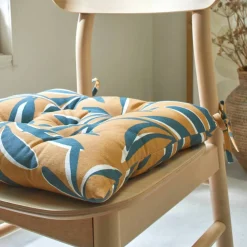 Galette de chaise carrée imprimé feuillage - lot de 2