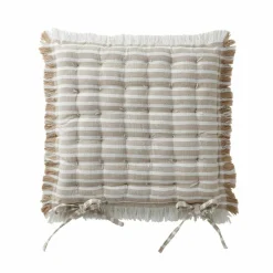 Galette de chaise carrée rayée à franges - lot de 2