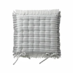 Galette de chaise carrée rayée à franges - lot de 2