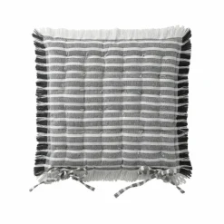 Galette de chaise carrée rayée à franges - lot de 2
